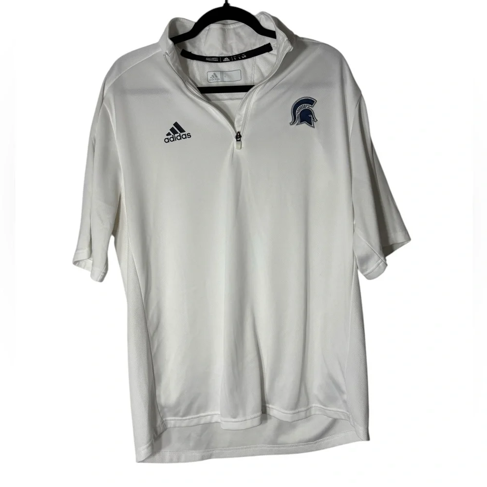 Adidas White Men's Quarter Zip Climalite Shirt‎